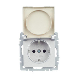 Розетка BRITE РСбш10-3-44-БрА 16А IP44 с заземл. защ. шторки с крышкой механизм алюм. IEK BR-R16-16-44-K47