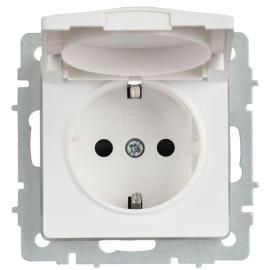 Розетка BRITE РСбш10-3-44-БрАБ 16А IP44 с заземл. защ. шторки с крышкой механизм арктич. бел. IEK BR-R16-16-44-K91