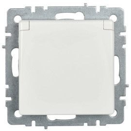 Розетка BRITE РСбш10-3-БрБ 16А IP20 с заземл. защ. шторки с крышкой механизм бел. IEK BR-R16-16-K01