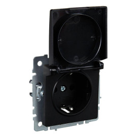 Розетка BRITE РСбш10-3-БрЧ 16А IP20 с заземл. защ. шторки с крышкой механизм черн. IEK BR-R16-16-K02
