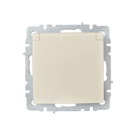 Розетка BRITE РСбш10-3-БрКр 16А IP20 с заземл. защ. шторки с крышкой механизм беж. IEK BR-R16-16-K10