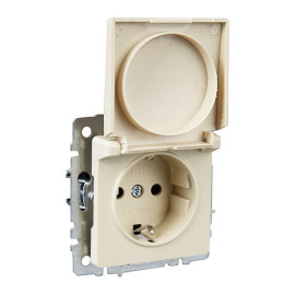 Розетка BRITE РСбш10-3-БрКр 16А IP20 с заземл. защ. шторки с крышкой механизм беж. IEK BR-R16-16-K10