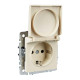 Розетка BRITE РСбш10-3-БрКр 16А IP20 с заземл. защ. шторки с крышкой механизм беж. IEK BR-R16-16-K10