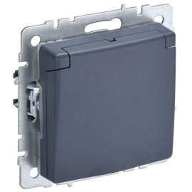 Розетка BRITE РСбш10-3-БрМ 16А IP20 с заземл. защ. шторки с крышкой механизм маренго IEK BR-R16-16-K35