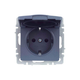 Розетка BRITE РСбш10-3-БрМ 16А IP20 с заземл. защ. шторки с крышкой механизм маренго IEK BR-R16-16-K35