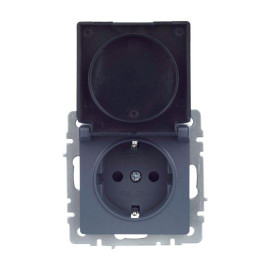 Розетка BRITE РСбш10-3-БрМ 16А IP20 с заземл. защ. шторки с крышкой механизм маренго IEK BR-R16-16-K35