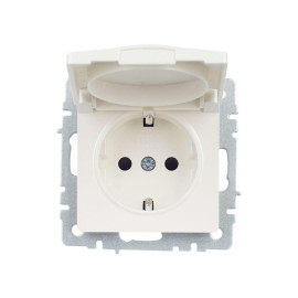Розетка BRITE РСбш10-3-БрЖ 16А IP20 с заземл. защ. шторки с крышкой механизм жемчуж. IEK BR-R16-16-K36