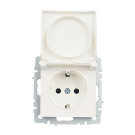 Розетка BRITE РСбш10-3-БрЖ 16А IP20 с заземл. защ. шторки с крышкой механизм жемчуж. IEK BR-R16-16-K36