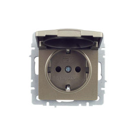 Розетка BRITE РСбш10-3-БрШ 16А IP20 с заземл. защ. шторки с крышкой механизм шампань IEK BR-R16-16-K37