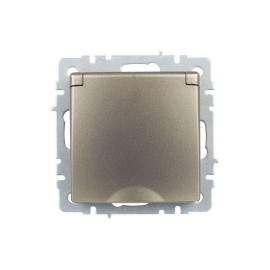 Розетка BRITE РСбш10-3-БрШ 16А IP20 с заземл. защ. шторки с крышкой механизм шампань IEK BR-R16-16-K37