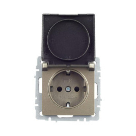 Розетка BRITE РСбш10-3-БрШ 16А IP20 с заземл. защ. шторки с крышкой механизм шампань IEK BR-R16-16-K37