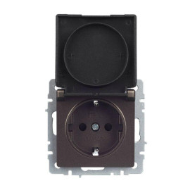 Розетка BRITE РСбш10-3-БрТБ 16А IP20 с заземл. защ. шторки с крышкой механизм бронза IEK BR-R16-16-K45