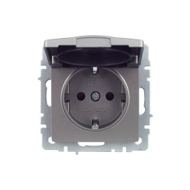 Розетка BRITE РСбш10-3-БрС 16А IP20 с заземл. защ. шторки с крышкой механизм сталь IEK BR-R16-16-K46