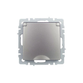 Розетка BRITE РСбш10-3-БрС 16А IP20 с заземл. защ. шторки с крышкой механизм сталь IEK BR-R16-16-K46