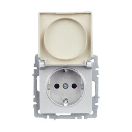 Розетка BRITE РСбш10-3-БрА 16А IP20 с заземл. защ. шторки с крышкой механизм алюм. IEK BR-R16-16-K47