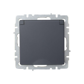 Розетка BRITE РСбш10-3-БрГ 16А IP20 с заземл. защ. шторки с крышкой механизм графит IEK BR-R16-16-K53