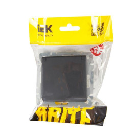 Розетка BRITE РСбш10-3-БрГ 16А IP20 с заземл. защ. шторки с крышкой механизм графит IEK BR-R16-16-K53