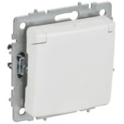 Розетка BRITE РСбш10-3-БрАБ 16А IP20 с заземл. защ. шторки с крышкой механизм арктич. бел. IEK BR-R16-16-K91