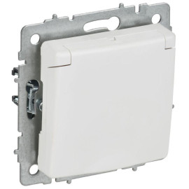 Розетка BRITE РСбш10-3-БрАБ 16А IP20 с заземл. защ. шторки с крышкой механизм арктич. бел. IEK BR-R16-16-K91