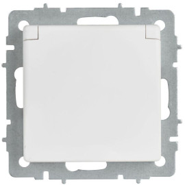 Розетка BRITE РСбш10-3-БрАБ 16А IP20 с заземл. защ. шторки с крышкой механизм арктич. бел. IEK BR-R16-16-K91