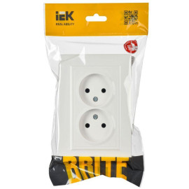 Розетка 2-м СП BRITE РС12-2-БрБ 10А в сборе без заземл. без защ. шторок бел. IEK BR-R20-10-K01-F
