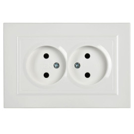 Розетка 2-м СП BRITE РС12-2-БрБ 10А в сборе без заземл. без защ. шторок бел. IEK BR-R20-10-K01-F