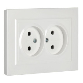 Розетка 2-м СП BRITE РС12-2-БрБ 10А в сборе без заземл. без защ. шторок бел. IEK BR-R20-10-K01-F