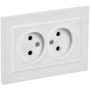 Розетка 2-м СП BRITE РС12-2-БрАБ 10А в сборе без заземл. без защ. шторок арктич. бел. IEK BR-R20-10-K91-F