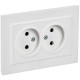 Розетка 2-м СП BRITE РС12-2-БрАБ 10А в сборе без заземл. без защ. шторок арктич. бел. IEK BR-R20-10-K91-F