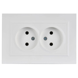 Розетка 2-м СП BRITE РС12-2-БрАБ 10А в сборе без заземл. без защ. шторок арктич. бел. IEK BR-R20-10-K91-F