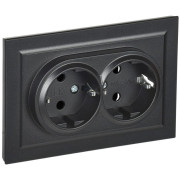 Розетка 2-м СП BRITE РС12-3-БрЧ 16А в сборе с заземл. без защ. шторок черн. IEK BR-R21-16-K02-F