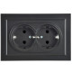 Розетка 2-м СП BRITE РС12-3-БрЧ 16А в сборе с заземл. без защ. шторок черн. IEK BR-R21-16-K02-F
