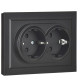 Розетка 2-м СП BRITE РС12-3-БрЧ 16А в сборе с заземл. без защ. шторок черн. IEK BR-R21-16-K02-F
