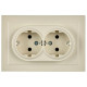 Розетка 2-м СП BRITE РС12-3-БрКр 16А в сборе с заземл. без защ. шторок беж. IEK BR-R21-16-K10-F