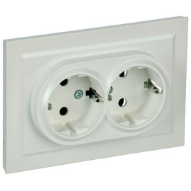 Розетка 2-м СП BRITE РС12-3-БрЖ 16А в сборе с заземл. без защ. шторок жемчуж. IEK BR-R21-16-K36-F