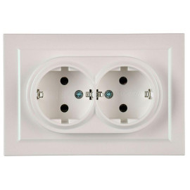 Розетка 2-м СП BRITE РС12-3-БрЖ 16А в сборе с заземл. без защ. шторок жемчуж. IEK BR-R21-16-K36-F