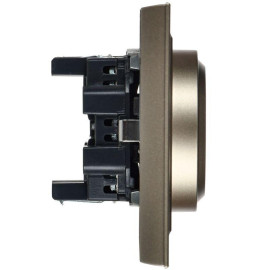 Розетка 2-м СП BRITE РС12-3-БрШ 16А в сборе с заземл. без защ. шторок шампань IEK BR-R21-16-K37-F