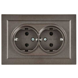 Розетка 2-м СП BRITE РС12-3-БрТБ 16А в сборе с заземл. без защ. шторок бронза IEK BR-R21-16-K45-F