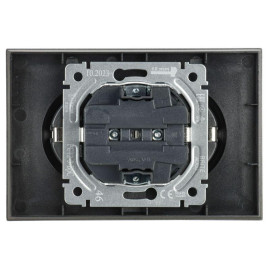 Розетка 2-м СП BRITE РС12-3-БрС 16А в сборе с заземл. без защ. шторок сталь IEK BR-R21-16-K46-F