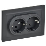 Розетка 2-м СП BRITE РС12-3-БрГ 16А в сборе с заземл. без защ. шторок графит IEK BR-R21-16-K53-F