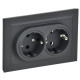Розетка 2-м СП BRITE РС12-3-БрГ 16А в сборе с заземл. без защ. шторок графит IEK BR-R21-16-K53-F