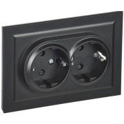 Розетка 2-м СП BRITE РСш12-3-БрЧ 16А в сборе с заземл. защ. шторки черн. IEK BR-R24-16-K02-F