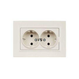 Розетка 2-м СП BRITE РСш12-3-БрКр 16А в сборе с заземл. защ. шторки беж. IEK BR-R24-16-K10-F