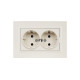 Розетка 2-м СП BRITE РСш12-3-БрКр 16А в сборе с заземл. защ. шторки беж. IEK BR-R24-16-K10-F
