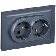 Розетка 2-м СП BRITE РСш12-3-БрМ 16А в сборе с заземл. защ. шторки маренго IEK BR-R24-16-K35-F