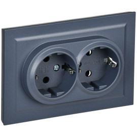 Розетка 2-м СП BRITE РСш12-3-БрМ 16А в сборе с заземл. защ. шторки маренго IEK BR-R24-16-K35-F
