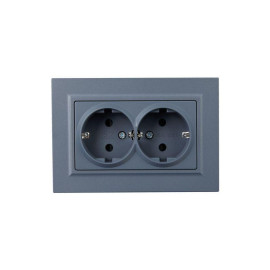 Розетка 2-м СП BRITE РСш12-3-БрМ 16А в сборе с заземл. защ. шторки маренго IEK BR-R24-16-K35-F