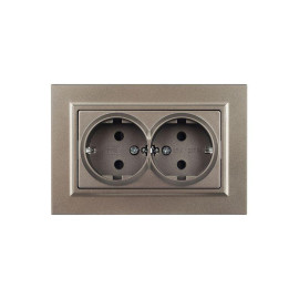 Розетка 2-м СП BRITE РСш12-3-БрШ 16А в сборе с заземл. защ. шторки шампань IEK BR-R24-16-K37-F