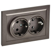Розетка 2-м СП BRITE РСш12-3-БрТБ 16А в сборе с заземл. защ. шторки бронза IEK BR-R24-16-K45-F