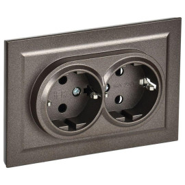 Розетка 2-м СП BRITE РСш12-3-БрТБ 16А в сборе с заземл. защ. шторки бронза IEK BR-R24-16-K45-F
